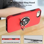 Wholesale Glossy Dual Layer Armor Hybrid Stand Metal Plate Flat Ring Case for Apple iPhone 8 Plus / 7 Plus (Red)