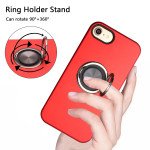 Wholesale Glossy Dual Layer Armor Hybrid Stand Metal Plate Flat Ring Case for Apple iPhone 8 Plus / 7 Plus (Red)