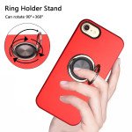 Wholesale Glossy Dual Layer Armor Hybrid Stand Metal Plate Flat Ring Case for Apple iPhone 8 Plus / 7 Plus (Red)