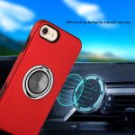 Wholesale Glossy Dual Layer Armor Hybrid Stand Metal Plate Flat Ring Case for Apple iPhone 8 Plus / 7 Plus (Red)