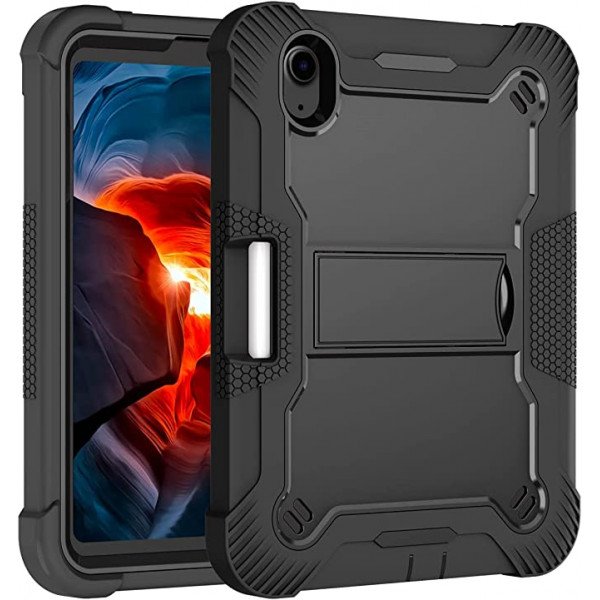 Wholesale Heavy Duty Full Body Shockproof Protection Kickstand Hybrid Tablet Case Cover for Apple iPad 10.9 (2022) (Black)