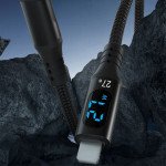 Wholesale 27W PD Fast Charging USB-C to iPhone Lighting 3FT Durable Woven Cable with LED Charging Display for Universal iPhone and iPad Devices (Black)