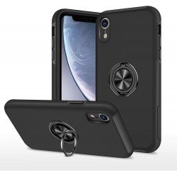 Glossy Dual Layer Armor Hybrid Stand Metal Plate Flat Ring Case for Apple iPhone Xr (6.1 inch) (Black) Glossy Dual Layer Armor Hybrid Stand Metal Plate Flat Ring Case for Apple iPhone Xr (6.1 inch) (Black)
