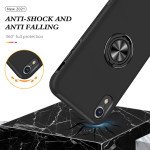 Wholesale Glossy Dual Layer Armor Hybrid Stand Metal Plate Flat Ring Case for Apple iPhone Xr (6.1 inch) (Navy Blue)