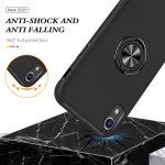 Wholesale Glossy Dual Layer Armor Hybrid Stand Metal Plate Flat Ring Case for Apple iPhone Xr (6.1 inch) (Black)