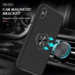 Wholesale Glossy Dual Layer Armor Hybrid Stand Metal Plate Flat Ring Case for Apple iPhone Xs / X (Black)
