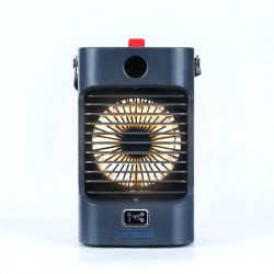 LED Portable Air Conditioner Fan, Personal Air Cooler with Icebox, USB Desk Fan with 3 Speeds, Evaporative Air Cooler for Home, Office & Outdoor Use, Air Humidifier, USB Charging for Adults, Children, Everyone (Navy Blue)