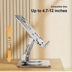 Wholesale Aluminum Tablet Stand with 360° Rotation - Adjustable, Foldable for Heavy Tablets Computer J18 for Universal Cell Phone And Bluetooth Device (Silver)