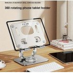 Wholesale Aluminum Tablet Stand with 360° Rotation - Adjustable, Foldable for Heavy Tablets Computer J18 for Universal Cell Phone And Bluetooth Device (Silver)