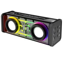 Large Transparent Portable Bluetooth Speaker - Futuristic Design with LED Lights & Double Blast Grill K88 for Universal Cell Phone And Bluetooth Device (Black)