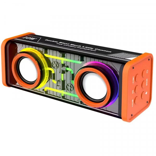 Wholesale Large Transparent Portable Bluetooth Speaker - Futuristic Design with LED Lights & Double Blast Grill K88 for Universal Cell Phone And Bluetooth Device (Orange)