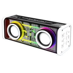 Large Transparent Portable Bluetooth Speaker - Futuristic Design with LED Lights & Double Blast Grill K88 for Universal Cell Phone And Bluetooth Device (White)