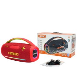 Large LED Super Bass Wireless Portable Bluetooth Soundbar Speaker with Handle, USB/MicroSD/AUX Inputs (Red)