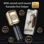 Wholesale Retro Vocal Karaoke Microphone Portable Handheld Bluetooth Speaker KTV KM600 for Universal Cell Phone And Bluetooth Device (Gold)