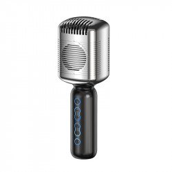 Retro Vocal Karaoke Microphone Portable Handheld Bluetooth Speaker KTV KM600 for Universal Cell Phone And Bluetooth Device (Silver)