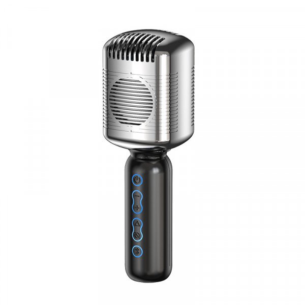 Wholesale Retro Vocal Karaoke Microphone Portable Handheld Bluetooth Speaker KTV KM600 for Universal Cell Phone And Bluetooth Device (Silver)