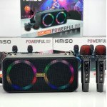 Wholesale Portable Bluetooth Speaker: Dual Wireless Microphones Inclued, Loud Bass, Compact KMS-186 for Universal Cell Phone And Bluetooth Device (Black)
