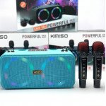Wholesale Portable Bluetooth Speaker: Dual Wireless Microphones Inclued, Loud Bass, Compact KMS-186 for Universal Cell Phone And Bluetooth Device (Blue)