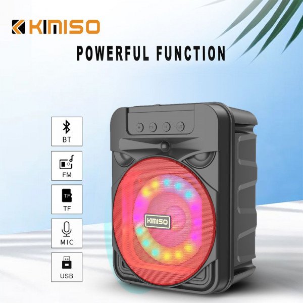 Wholesale RGB LED Light Ring Circle Portable Bluetooth Speaker KMS5006 for Phone, Device, Music, USB (Red)
