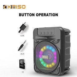 RGB LED Light Ring Circle Portable Bluetooth Speaker KMS5006 for Phone, Device, Music, USB (Black)