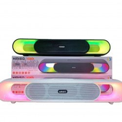 Portable Bluetooth Speaker with RGB LED Light Sound Bar - Wireless Audio for Home and Outdoor Entertainment KMS256 for Universal Cell Phone And Bluetooth Device (White)