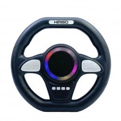 Car Steering Wheel Design Bluetooth Speaker with Colorful LED & Kickstand (Black)