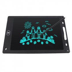LCD Writing Tablet for Kids 12 Inch, Colorful Doodle Board Drawing Tablet, Erasable Reusable Writing Pad, Educational Toy for Children Kid Party Outdoor and Indoor Play (Black)