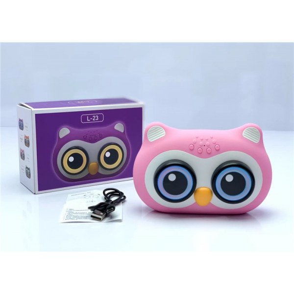 Wholesale Cute Owl Design LED Portable Wireless Bluetooth Speaker L23 for Universal Cell Phone And Bluetooth Device (Hot Pink)
