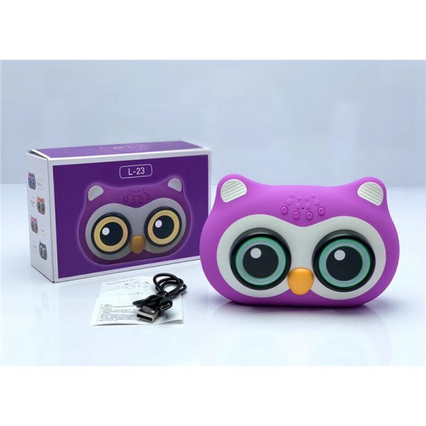 Wholesale Cute Owl Design LED Portable Wireless Bluetooth Speaker L23 for Universal Cell Phone And Bluetooth Device (Purple)