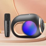 Wholesale Compact Bluetooth Wireless Soundbox Speaker Sing-Along Set with Cordless Microphone and LED Illumination L-30 for Universal Cell Phone And Bluetooth Device (Black)