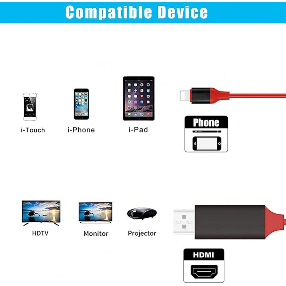 Connectique Audio / Vidéo GENERIQUE (#19) 8 Pin to AV HDMI / HDTV TV  Digital Cable Adapter, For iPhone X & iPhone 8 & 7, iPhone 8 Plus  & 7 Plus, iPhone