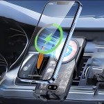 Wholesale Heavy-Duty Air Vent Wireless Car Holder with Auto-Adjusting Bracket – Transparent Design L9 for Universal Cell Phone with Magsafe Built-In (Black)