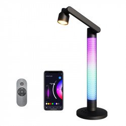 LED RGB Ambient Light Modern Table Lamp with Music Sync and Remote Control for Bespoke Design Adjustments (Black)