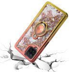 Wholesale Liquid Star Dust Glitter Dual Color Hybrid Protective Armor Ring Case Cover for Samsung Galaxy A12 (Orange/Blue)