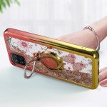 Wholesale Liquid Star Dust Glitter Dual Color Hybrid Protective Armor Ring Case Cover for Samsung Galaxy A12 (Gold/Purple)