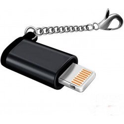 Type-C (USB C) to Lightning Adapter Keychain Cable Charger - Fast Charging Converter for Universal Cell Phone, Device and More (Black)