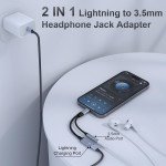 Wholesale 2-in-1 Lightning Adapter with Charging Port and Audio Jack for Music Streaming (Plug and Play) for Universal Cell Phone, Device and More (Black)