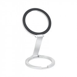 Doubled Sided 360 Rotating Magnetic Phone Ring Stand Grip Mount Foldable for MagSafe for Universal Cell Phone (Silver)