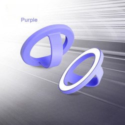 Easy Carry Magnetic Ring Stand Grip with 360 Rotation Silicone Phone Holder for MagSafe for Universal Cell Phone (Purple)
