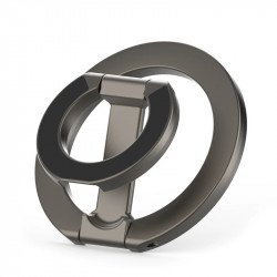 Light Weight Double Sided Magnetic Ring Stand Grip with 360 Rotation and Foldable Adjustable Kickstand for MagSafe for Universal Cell Phone (Black)