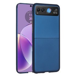 Glossy Dual Layer Armor Defender Hybrid Protective Case Cover for Motorola Razr 2023 (Navy Blue)