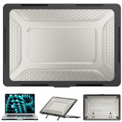 Clear Heavy Duty MacBook Laptop Case with Built-In Foldable Kickstand and Full Body Protection for Apple MacBook Air 15.3 (Black) Clear Heavy Duty MacBook Laptop Case with Built-In Foldable Kickstand and Full Body Protection for Apple MacBook Air 15.3 (Black)