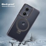 Wholesale Crystal Clear Transparent Ringstand Phone Case with Round Edge Protection for Motorola Edge 2024 (Black)