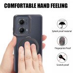 Wholesale Crystal Clear Transparent Ringstand Phone Case with Round Edge Protection for Motorola Edge 2024 (Black)