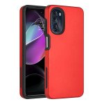 Wholesale Glossy Dual Layer Armor Defender Hybrid Protective Case Cover for Motorola Moto G 5G (2022) (Red)