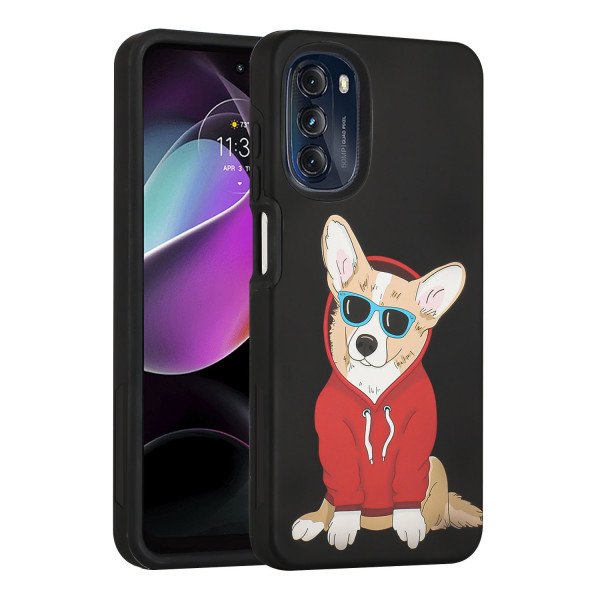 Wholesale Glossy Design Fashion Dual Layer Armor Defender Hybrid Protective Case Cover for Motorola Moto G 5G (2022) (Dog)