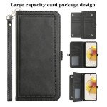 Wholesale Premium PU Leather Folio Wallet Front Cover Case with Card Holder Slots and Wrist Strap for Motorola Moto G 5G 2023 (Navy Blue)