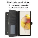 Wholesale Premium PU Leather Folio Wallet Front Cover Case with Card Holder Slots and Wrist Strap for Motorola Moto G 5G 2023 (Black)