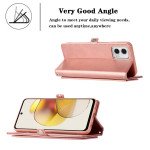 Wholesale Premium PU Leather Folio Wallet Front Cover Case with Card Holder Slots and Wrist Strap for Motorola Moto G 5G 2023 (Rose Gold)