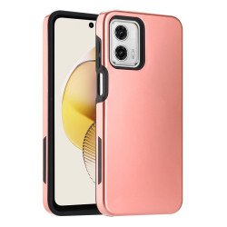Glossy Dual Layer Armor Defender Hybrid Protective Case Cover for Motorola Moto G 5G 2023 (Rose Gold)